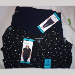 Hilary Radley NWT 2pc Set Plus Size 2X Blue Straight Jeans & Heart Blouse Lot